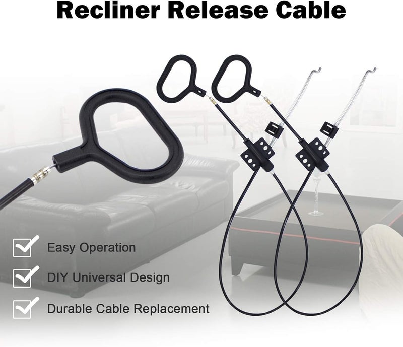 Nonley Sofa Recliner Cables, 4 Pack Couch Release Cables Recliner Replacement Parts D Ring Couch Recliner Pull Handle, Hook Exposed Cable with S Tip for Sofa, Black - Image 5
